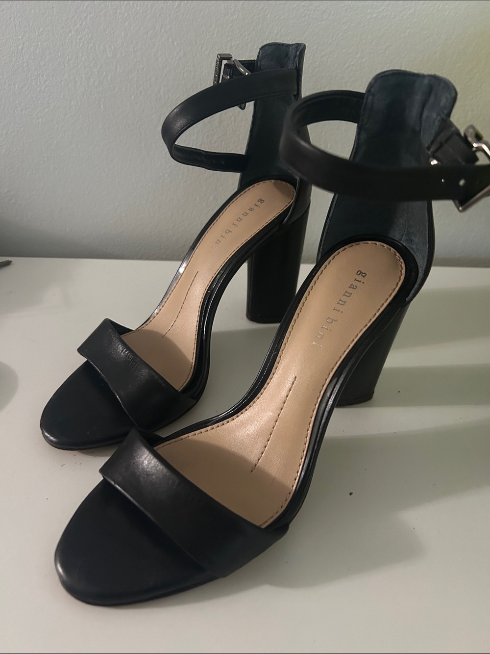 Gianni Bini Black Open-Toe Block Heel with Ankle Strap